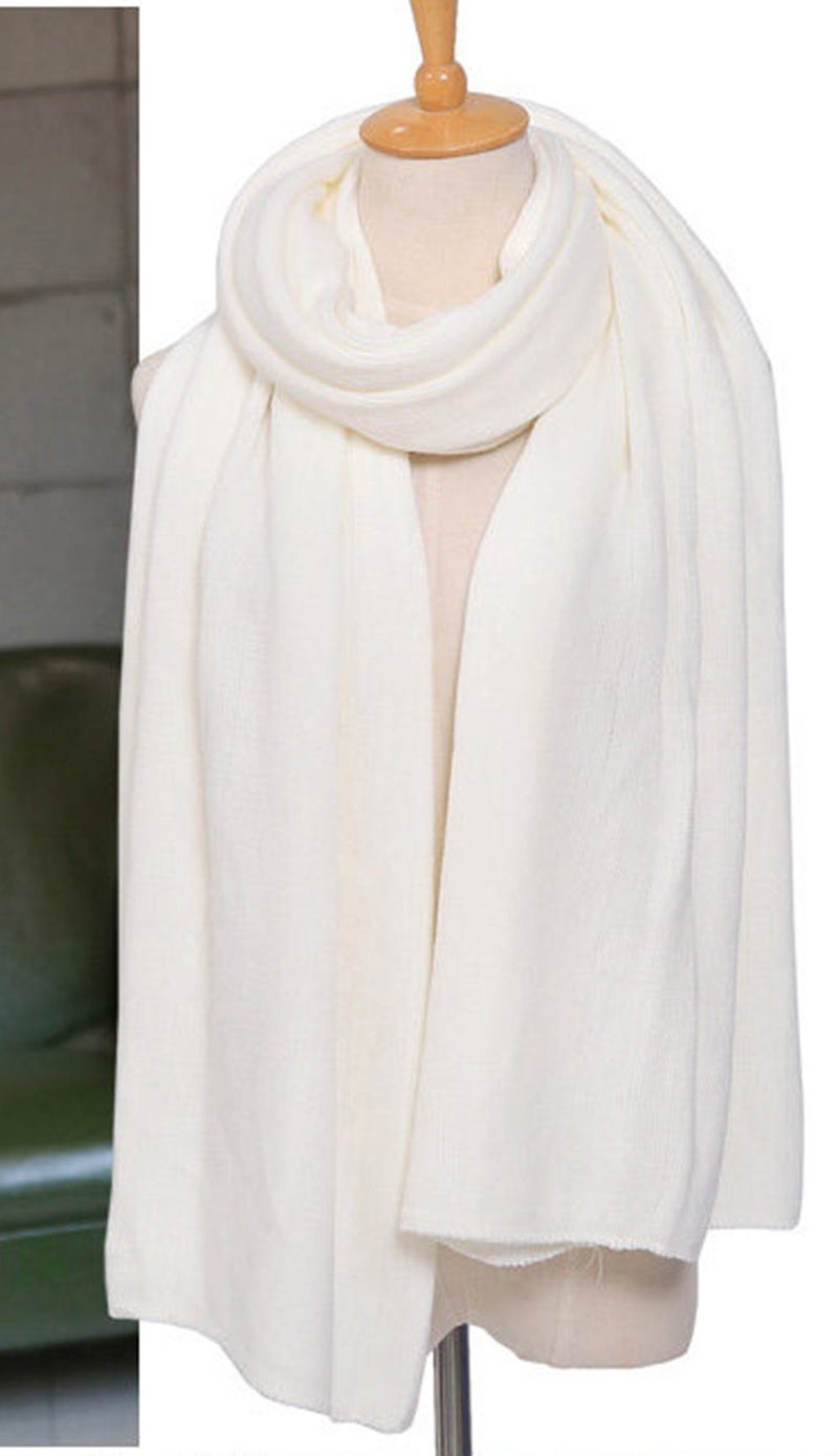 Wander Agio Womens Warm Long Shawl Winter Blanket Scarf Scarves Pure Color White - Image 5